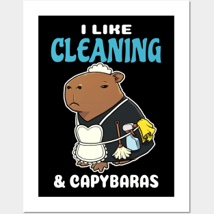 I Like Cleaning and Capybaras Cartoon Posters and Art